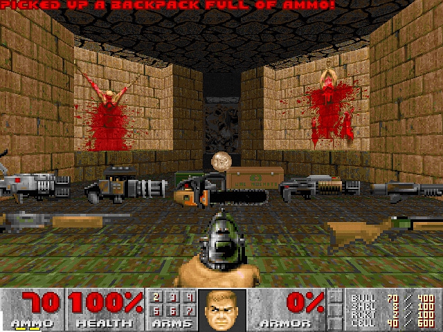 Player fighting monsters in an open arena