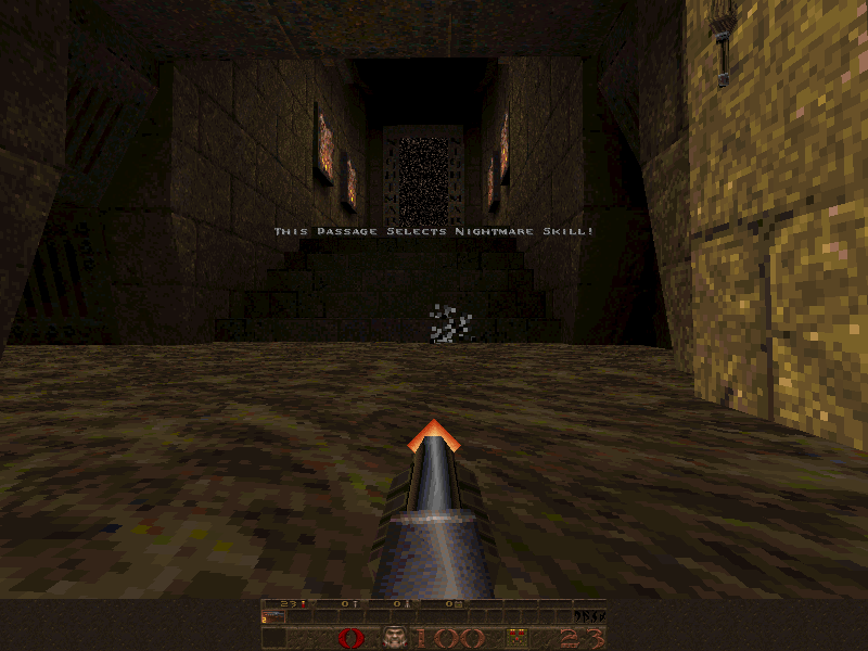 Tight stone hallway in Quake Episode 5